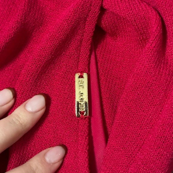 St. John Collection Pink/Red Knit Wide Leg Pants Size M - Picture 6 of 6